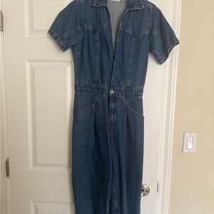 We The Free Light Blue Denim Top with Label Detail